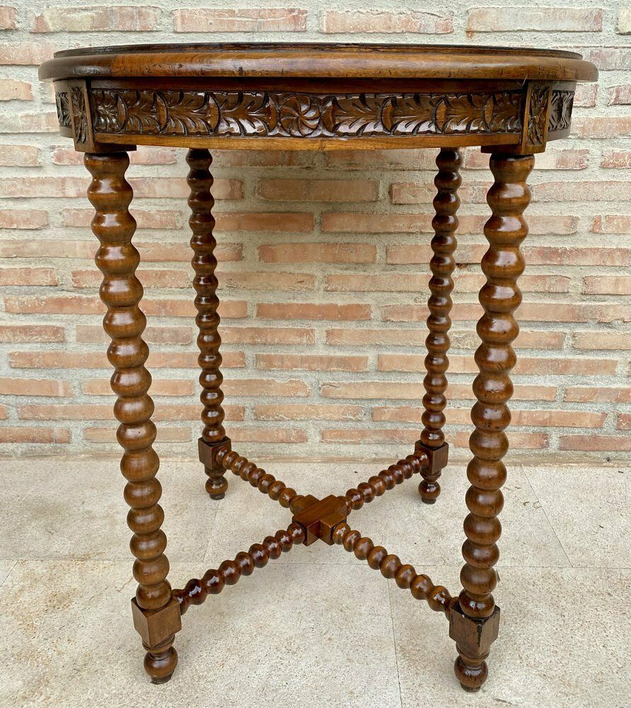 French Barley Table With Lentil Legs, Late 19th Century