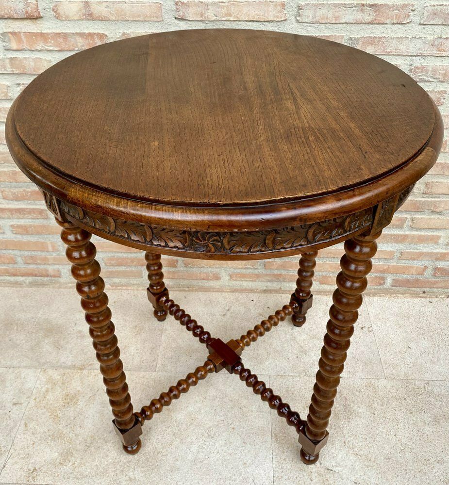 French Barley Table With Lentil Legs, Late 19th Century photo Furniture