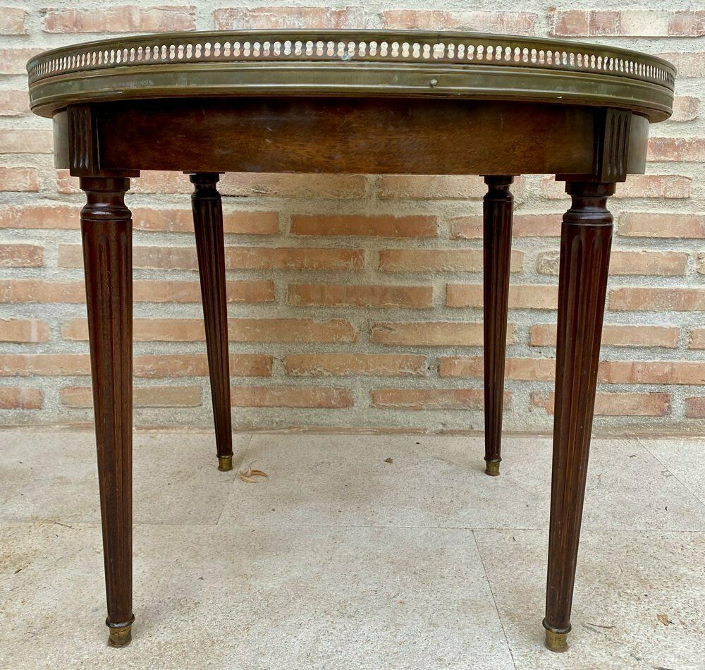 Louis XVI Style Walnut And Marble Top Bouillotte Table, 1890s photo furniture