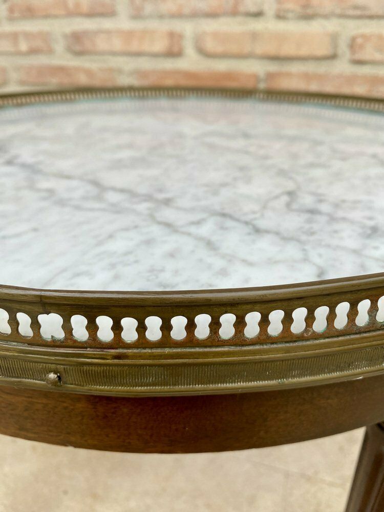 Louis XVI Style Walnut And Marble Top Bouillotte Table, 1890s photo buy
