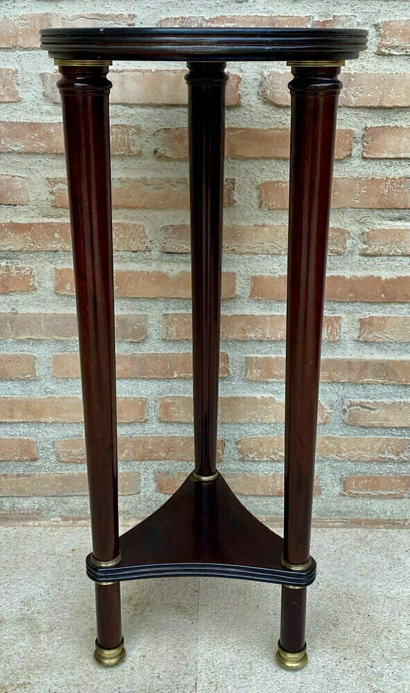 French Style Round Wood Pedestal Table Or Plant Stand, 1950s photo furniture