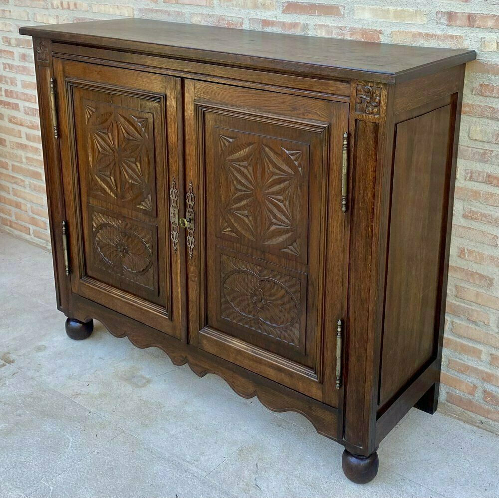 19th Century French Walnut 2 Door Buffet With Round Legs photo buy