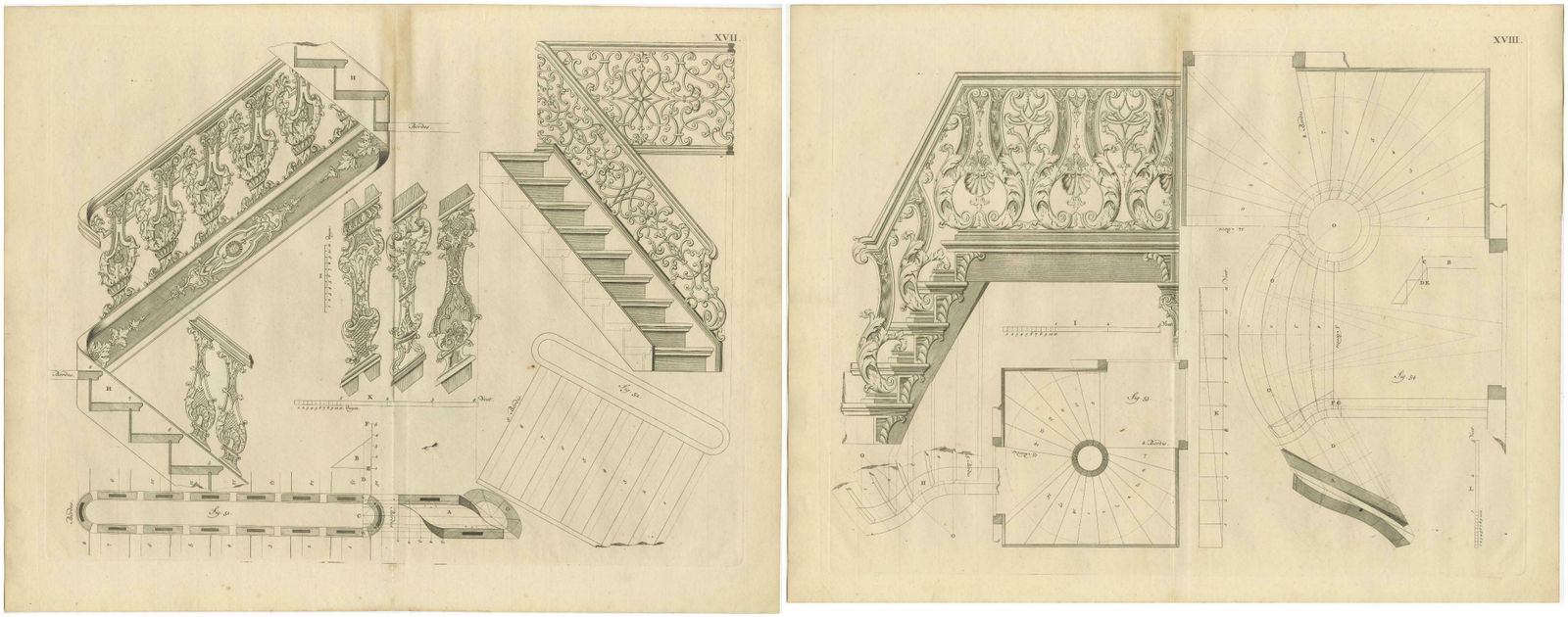 Ornate Baroque Stairs: Van Der Horst's Design Mastery In Engravings, 1739 photo Art