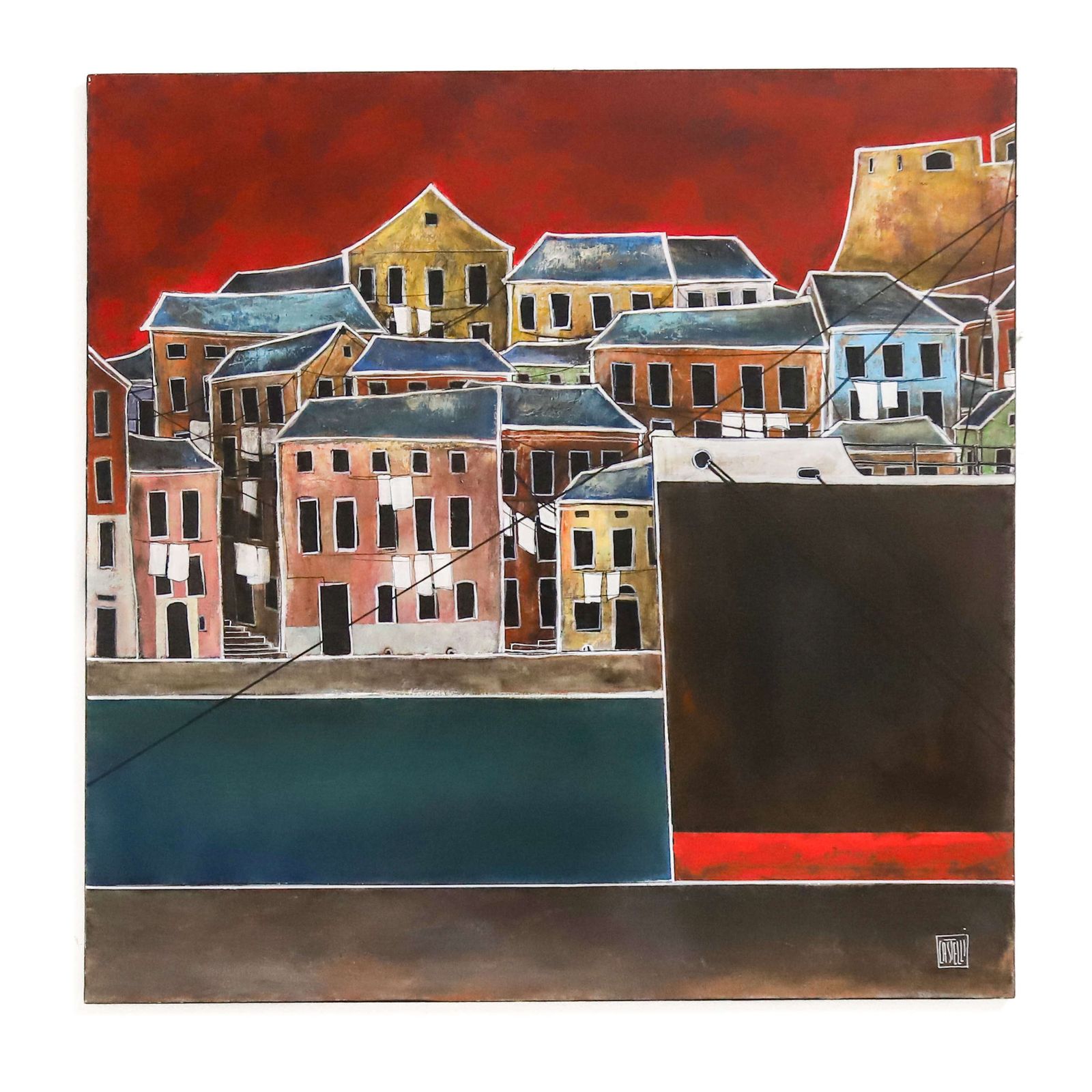 Large And Vibrant Acrylic Painting On Canvas By Stéphane Castelli