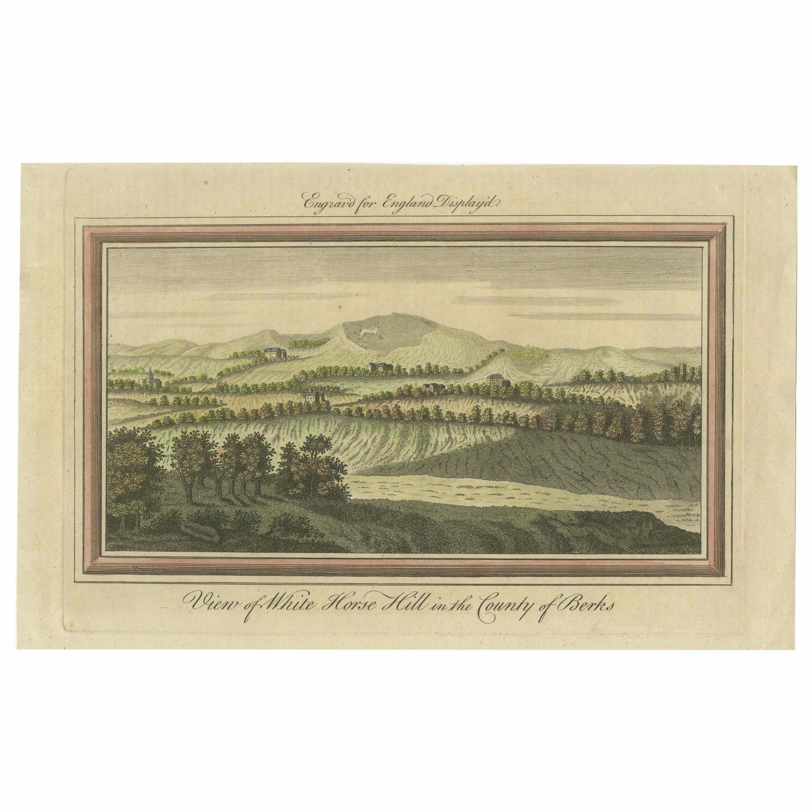 Old Engraving Of White Horse Hill In The County Of Berkshire, England, C1800