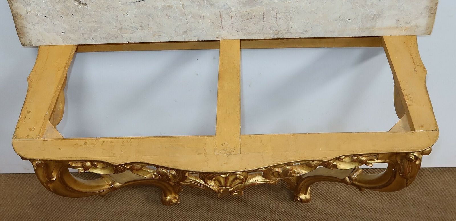 photo vinterior Wall Console In Golden Wood, Louis XV Style – Mid 20th Century