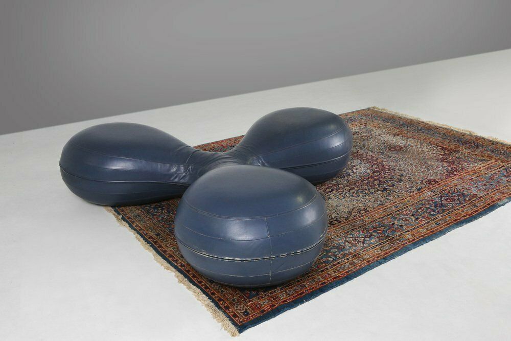 Leather Pouf By Lowie Vermeersch For Durlet, 1999 photo vintage