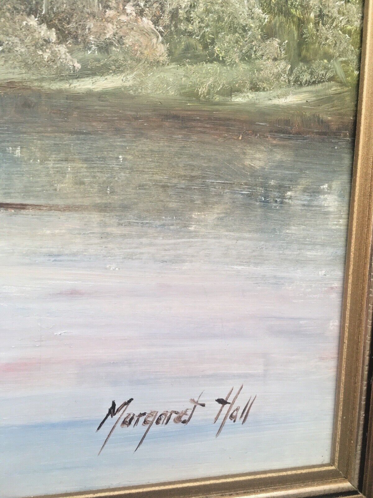 Original Margaret Hall Framed Oil Painting Menai Suspension Bridge Anglesey Snowdonia View photo 185.0