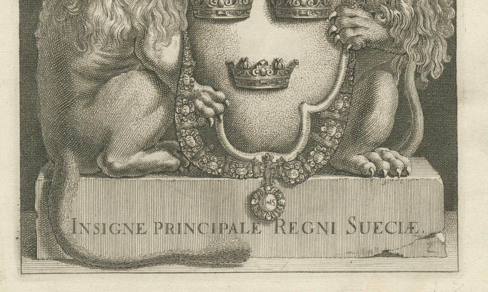 Detailed Engraving Of The Greater Coat Of Arms Of Sweden, 1669 photo furniture