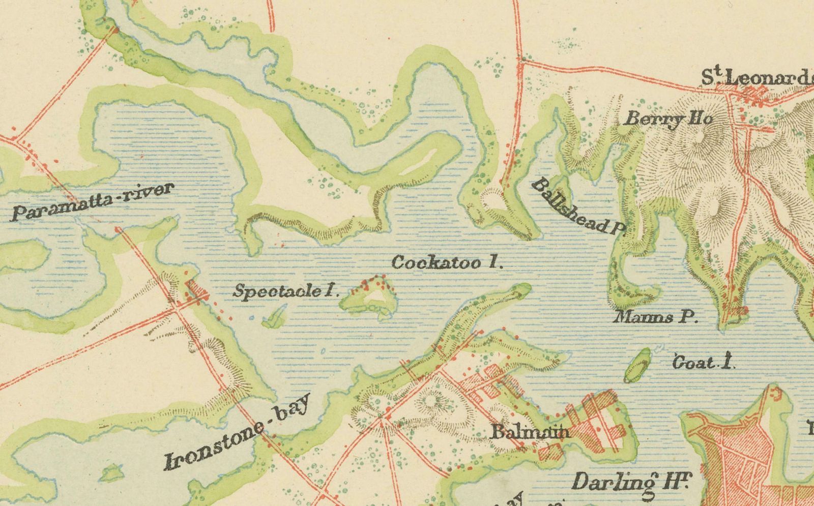 Antique Map Depicting Sydney And Surrounding Areas, Known As Port Jackson, C1889 photo for sale