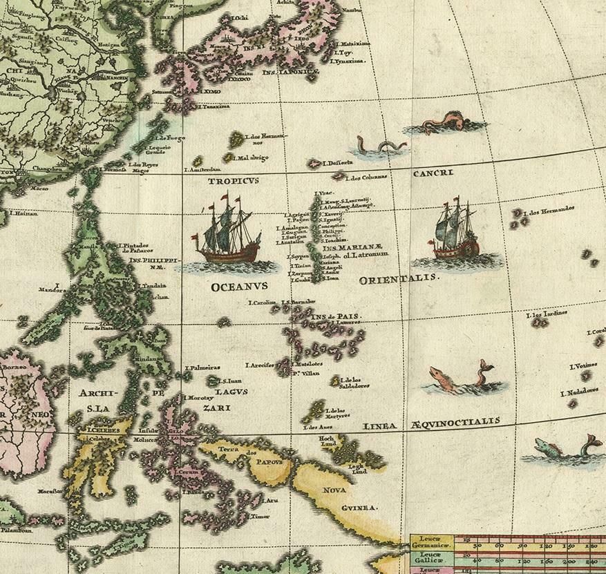 Antique Map Of The Philippines And Guam By Scherer, Circa 1702 photo Art