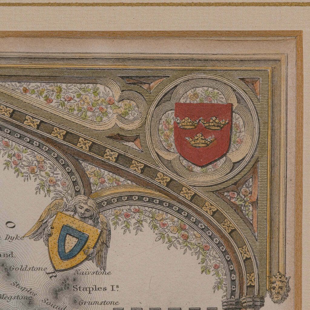 295.0 Antique Lithography Map, Northumberland, English, Framed, Engraving, Cartography photo