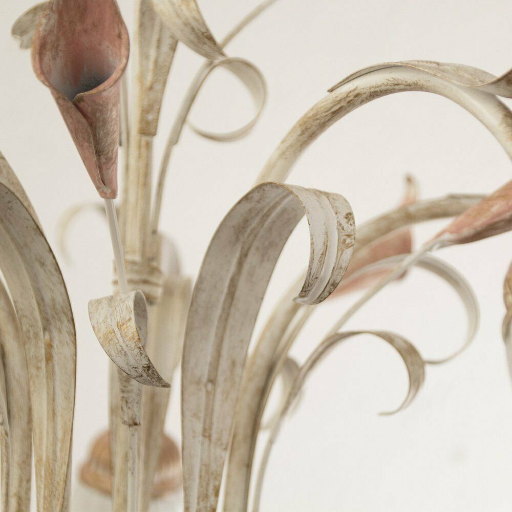 5 Light Pendant Chandelier In White Murano Glass And Handmade Brass Structure, Italy, 1980s photo vintage