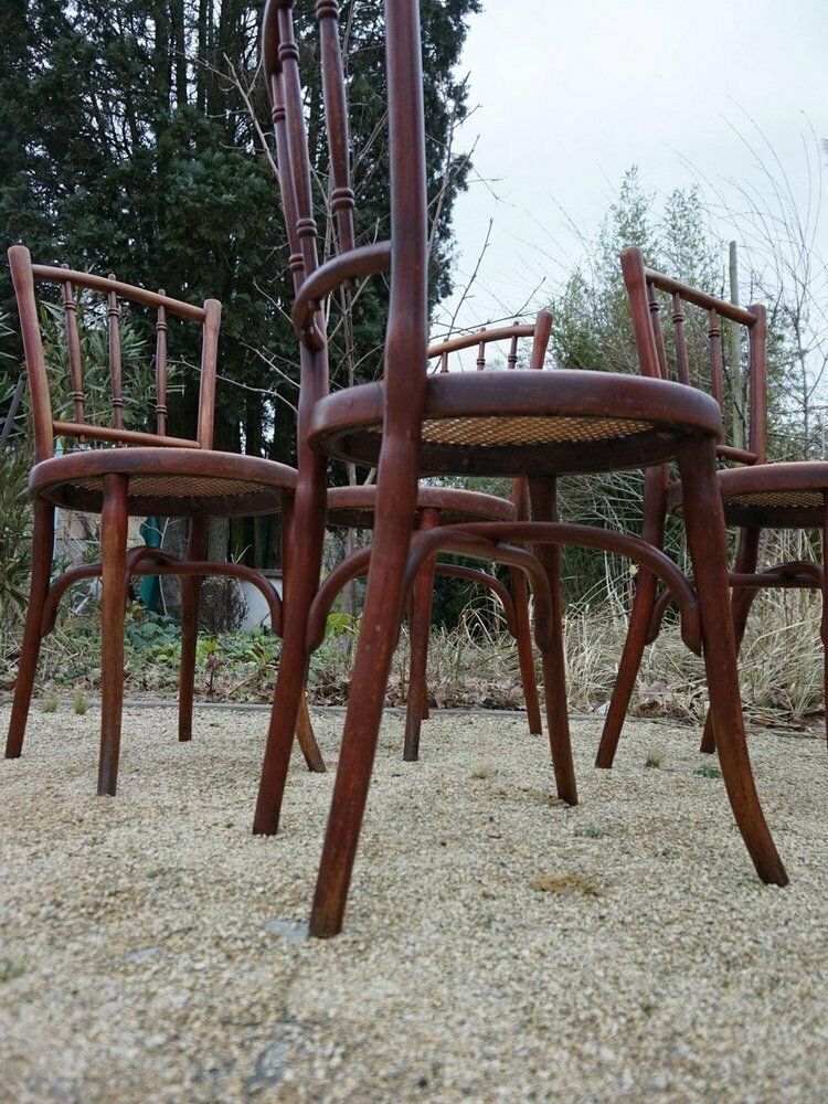 No. 66 Bistro Dining Chairs From Thonet, Vienna, Austria, 1910s, Set Of 4 photo for sale