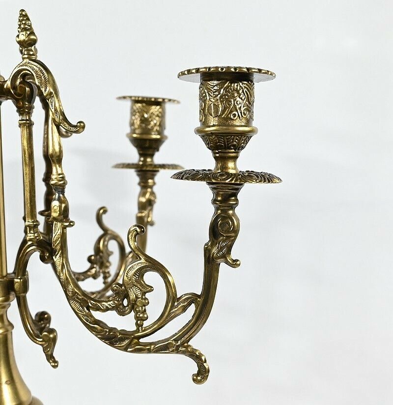 Pair Of Important Gilt Bronze Candelabra, Louis XIV Style – Early 19th Century photo vintage