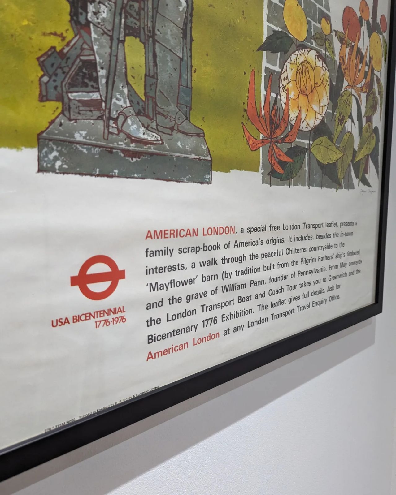 Mid 20th Century Framed London Transport Poster "American London" By Gaynor Chapman photo vinterior