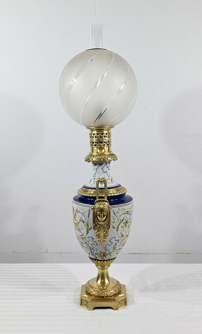 photo for sale Earthenware Oil Lamp, Napoleon III Period – Mid 19th Century