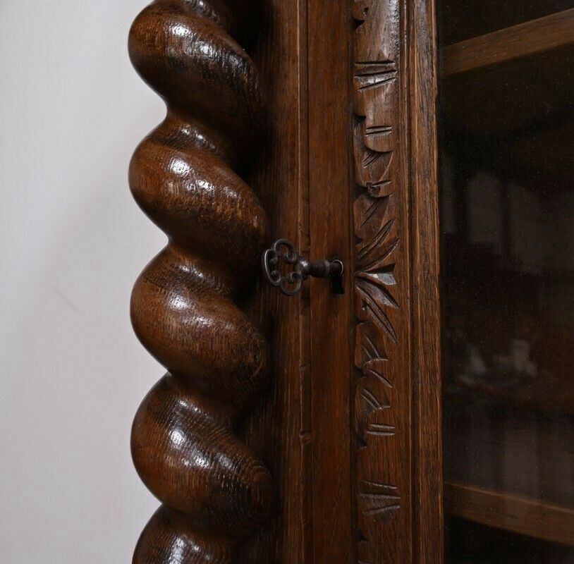2143.06451583 Narrow Oak Display Cabinet, Louis XIII Style – Late 19th Century photo