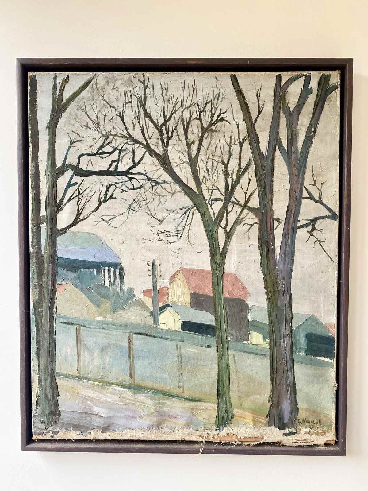 Antique Swedish Naive Oil Painting