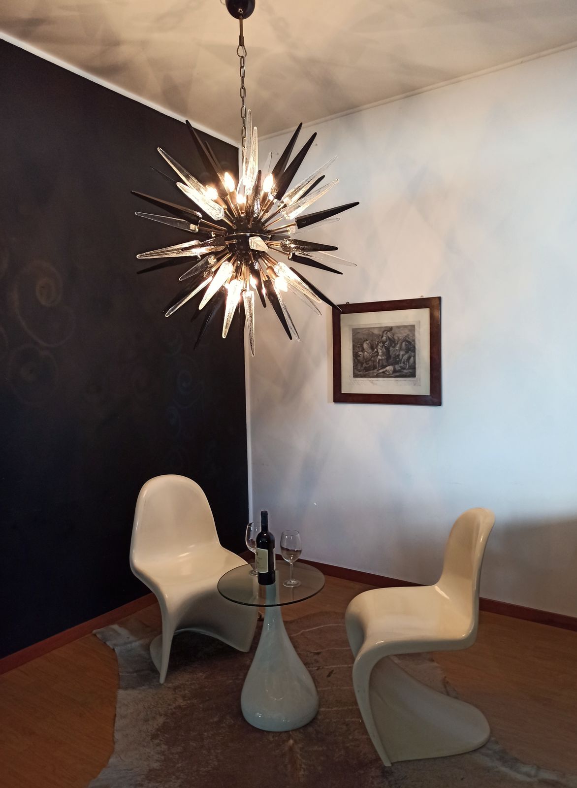 Exceptional Murano Trasparent And Black Glass Sputnik Chandelier   51 Glasses photo 1610.0