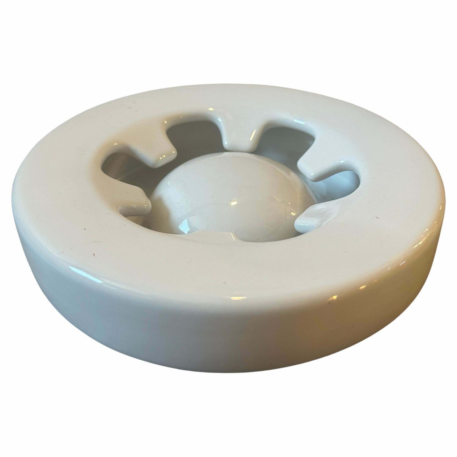 1970s Iconic Modernist White Ceramic Ashtray By Mangiarotti For F.Lli Brambilla