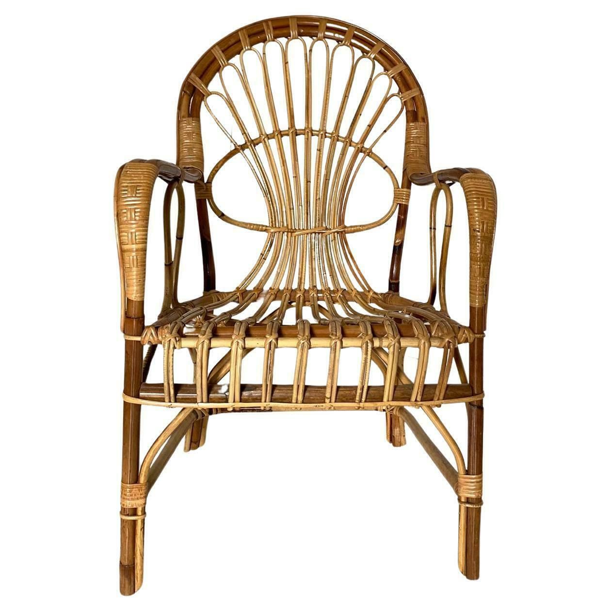 photo furniture Vintage Italiaanse Rattantuinset, Jaren 1960