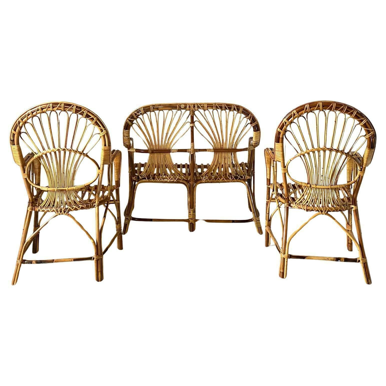1960s Vintage Italian Rattan Garden Set photo buy
