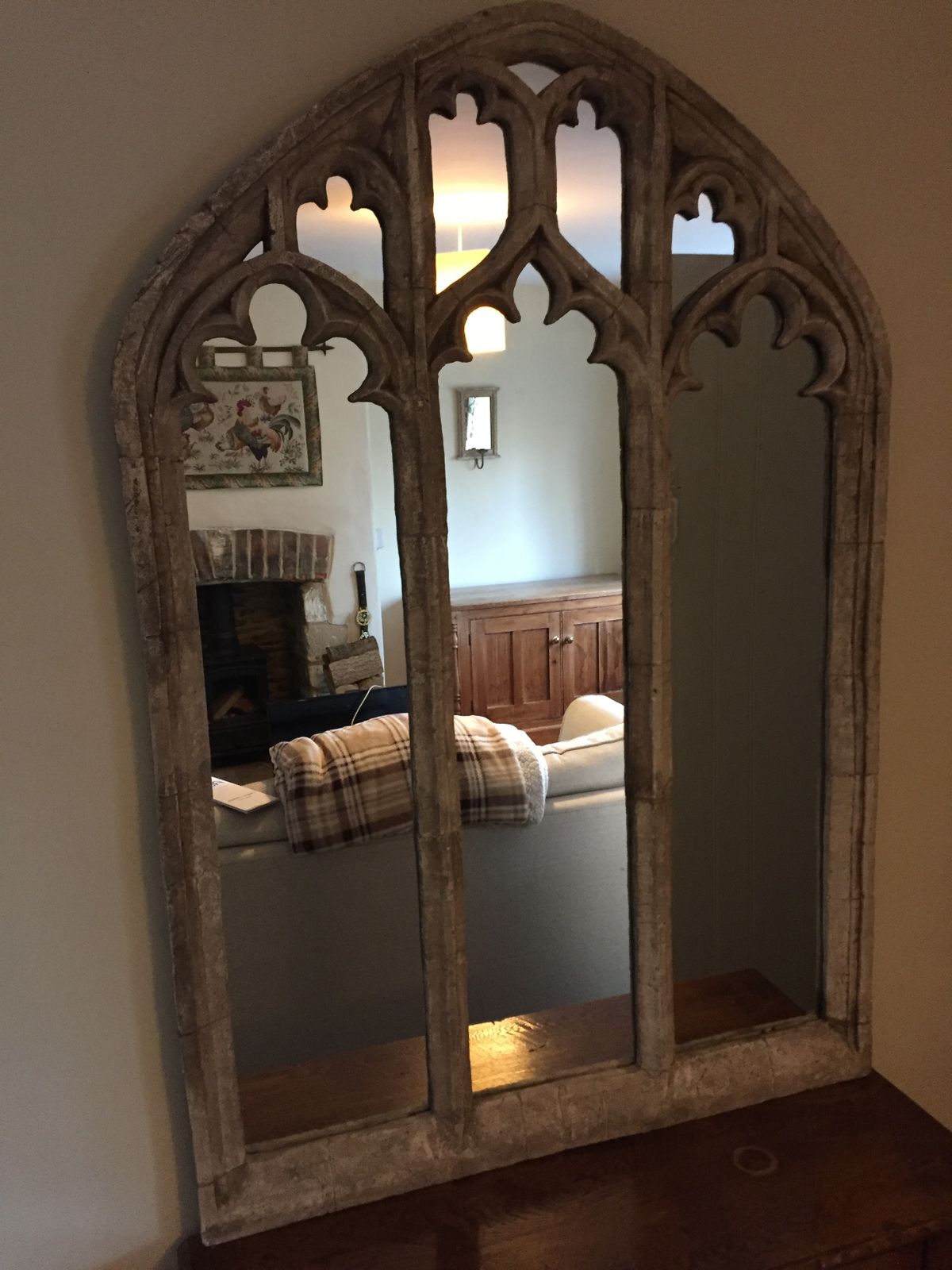 Large Gothic Style Over Mantle Mirror photo furniture