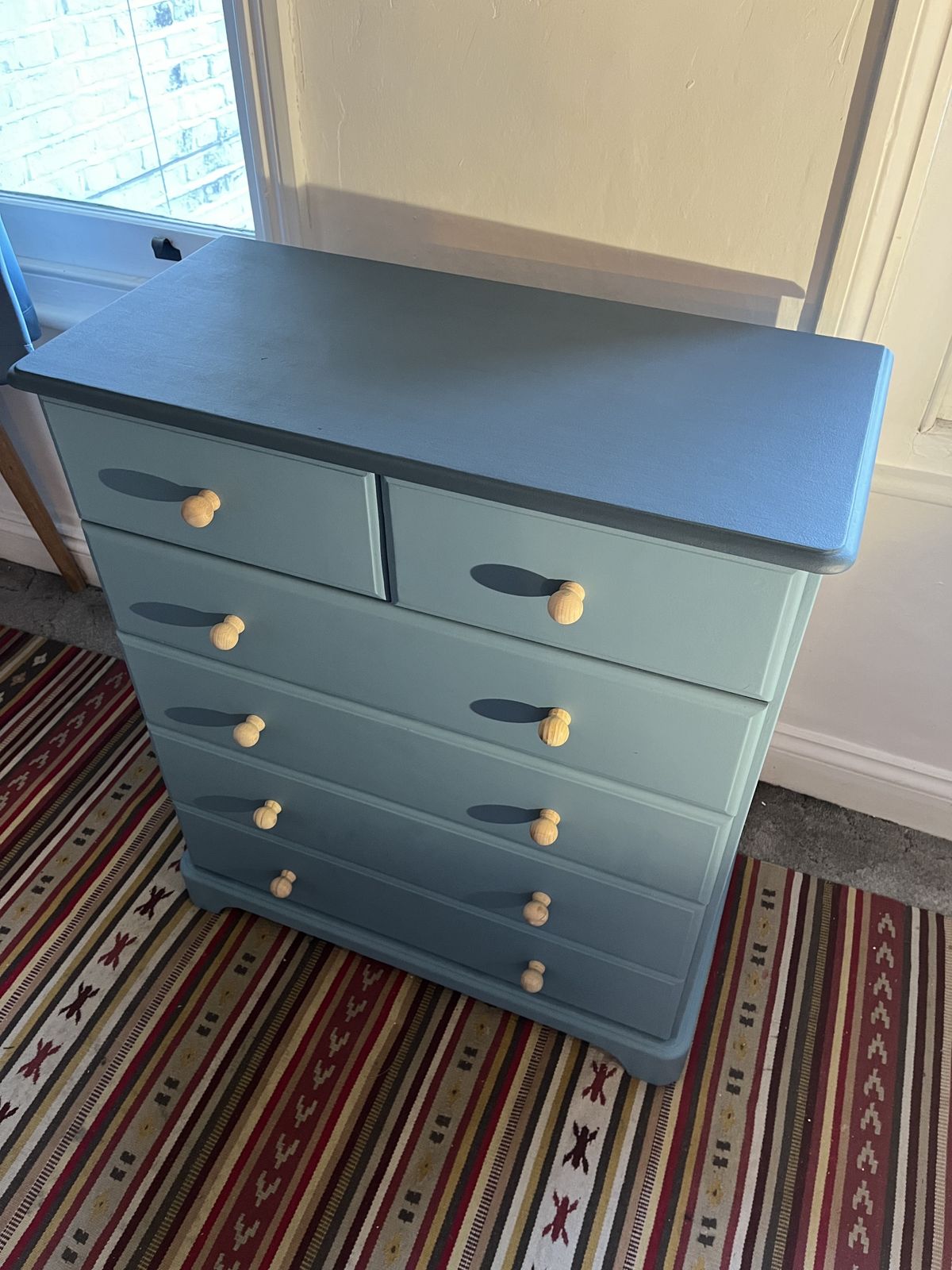 Upcycled Two Tone Blue Chest Of Drawers photo vintage
