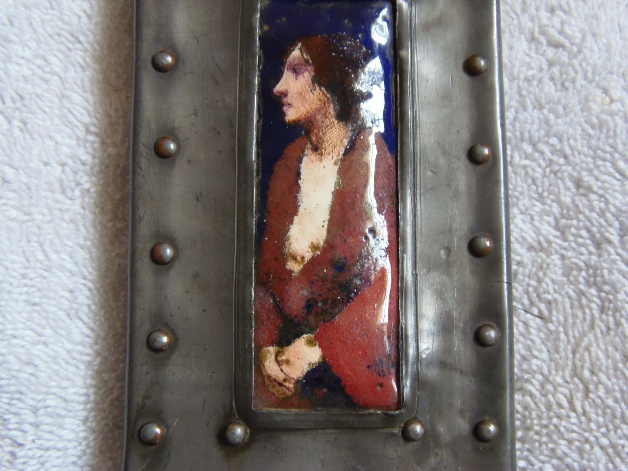 Arts And Crafts Enamel Plaque . photo Home Decor
