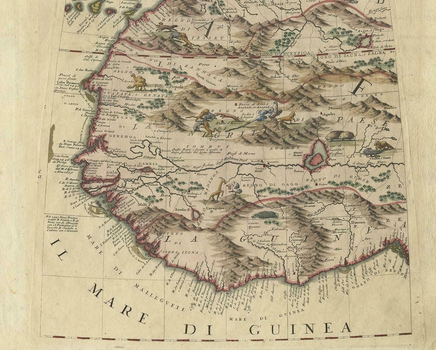 Rare Antique Map Of Southwestern Europe And West Africa By V.M. Coronelli, 1692 photo Art