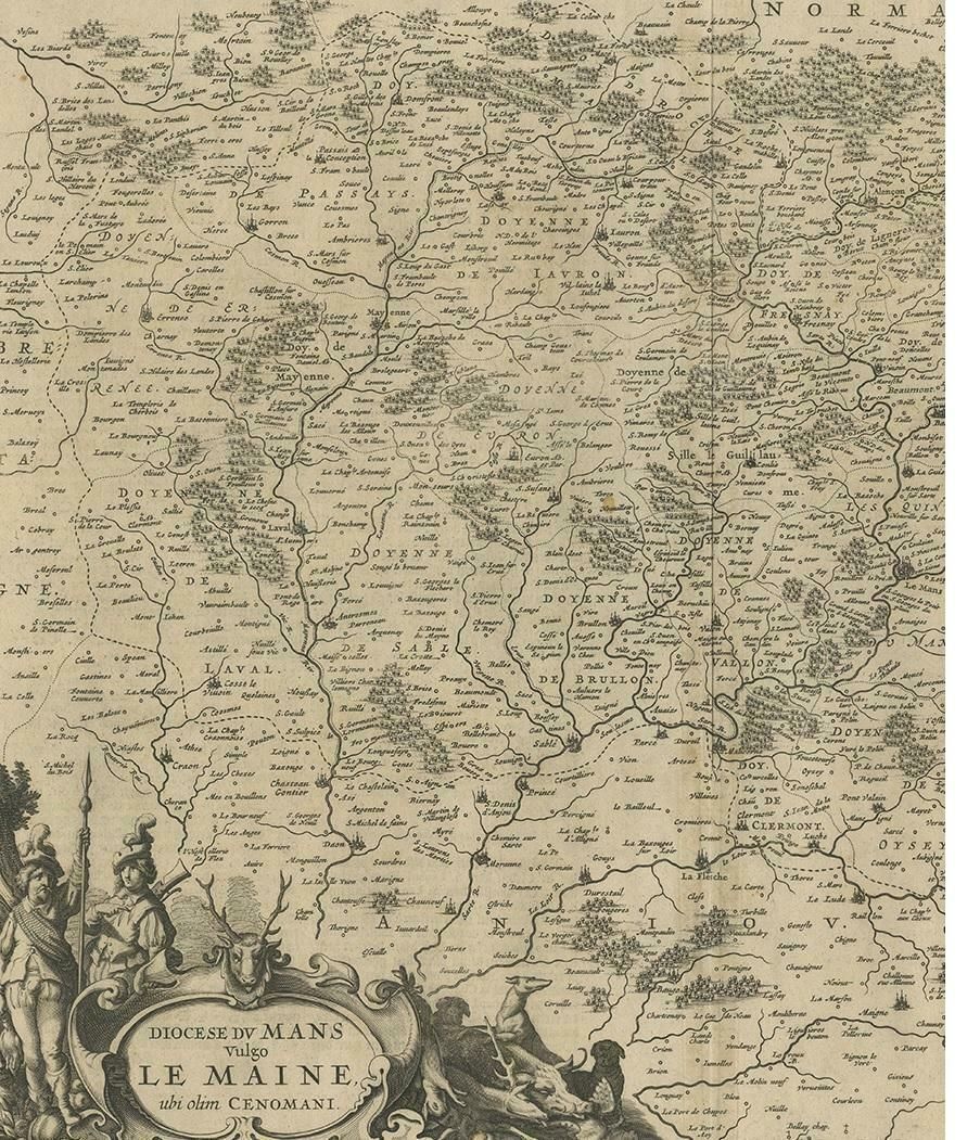 Antique Map Of The Region Of Maine By Janssonius, Circa 1650 photo for sale