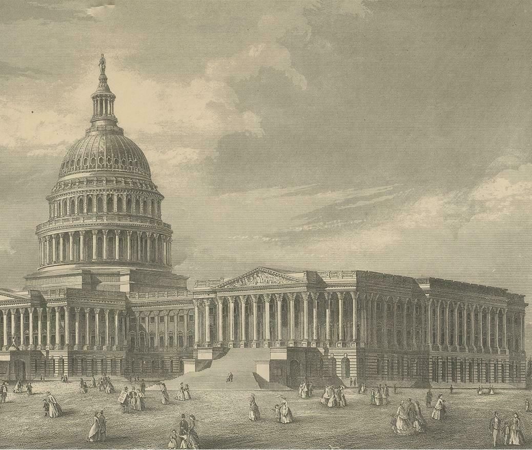 Antique Print Of The United States Capitol By Johnson '1872' photo Art