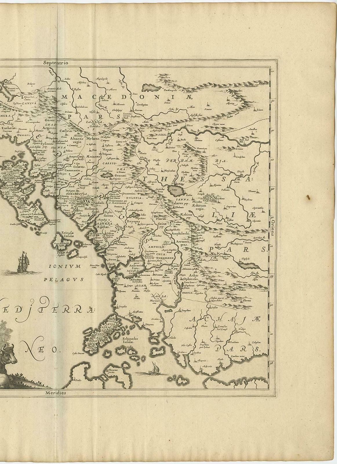 Antique Map Of Epirus 'Albania, Greece' By J. Janssonius, Circa 1650 photo 1065.0