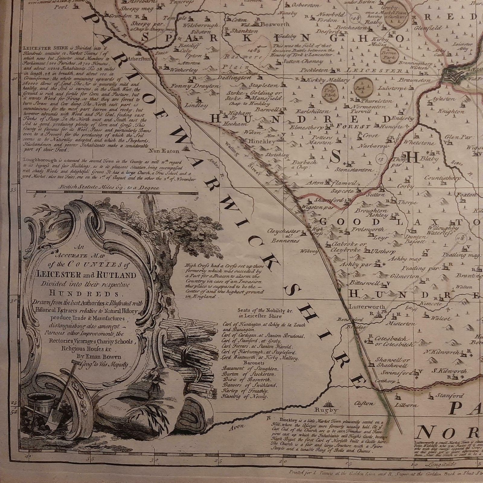 Antique Map Of Leicester And Rutland By Tinney & Sayer, 'Circa 1756' photo furniture