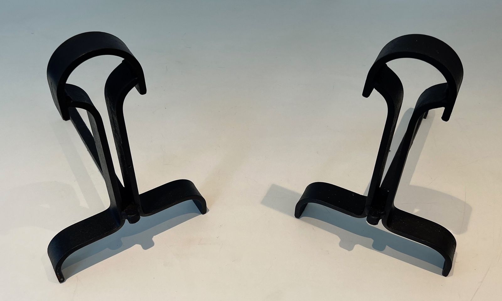photo buy Pair Of Modernist Wrought Iron Andirons
