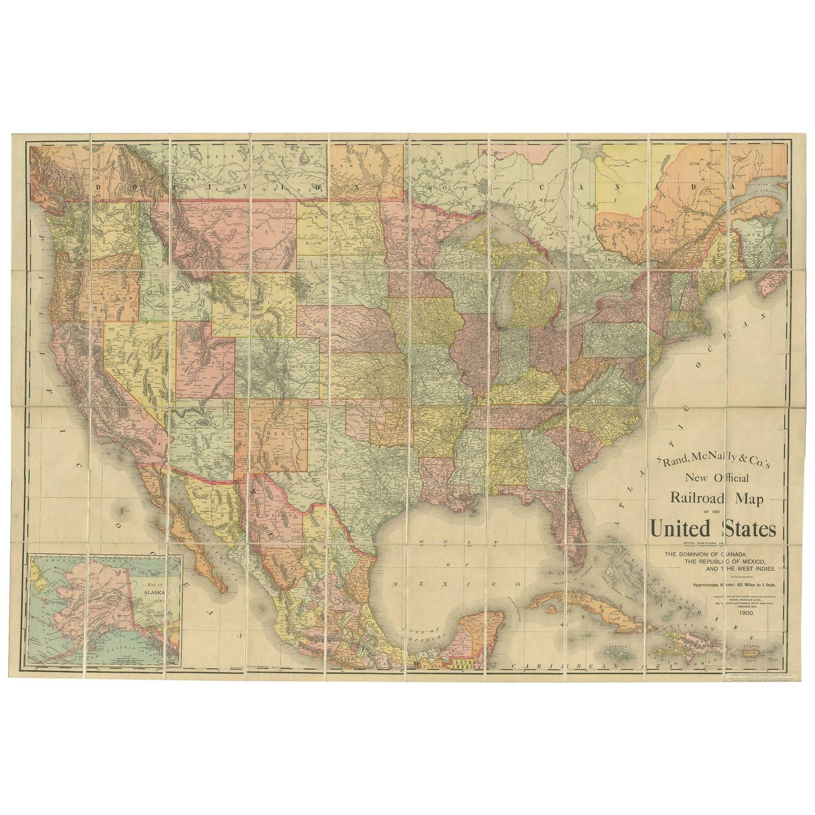 Antique Railroad Map Of The United States By Rand, Mcnally & Co, 1900