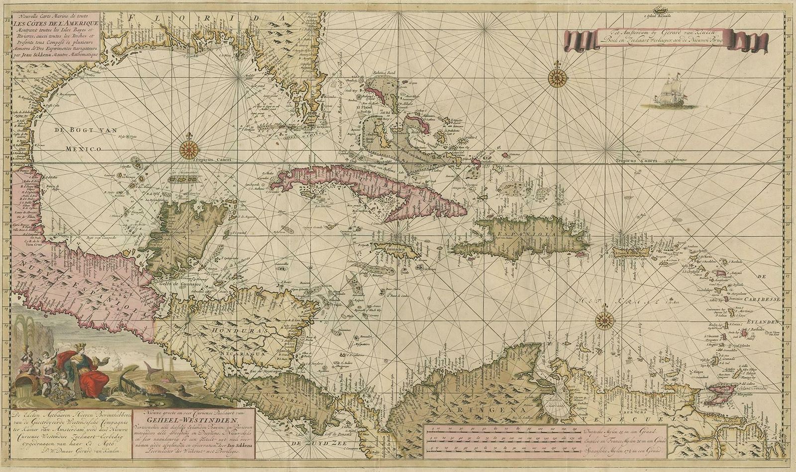Engraving Of A Map Of Florida, The Gulf Coast, Caribbean & Central America, 1728 photo furniture