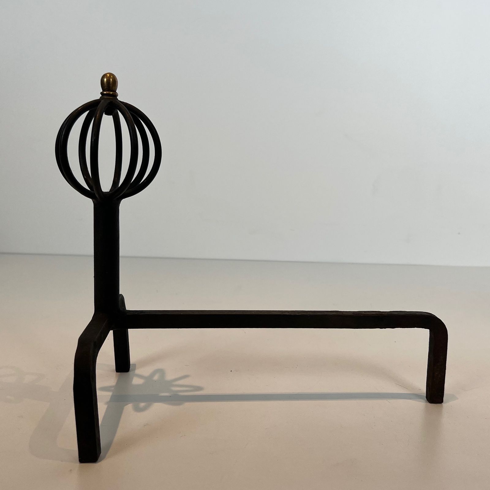 photo for sale Pair Of Wrought Iron Andirons In The Taste Of Jean Royère