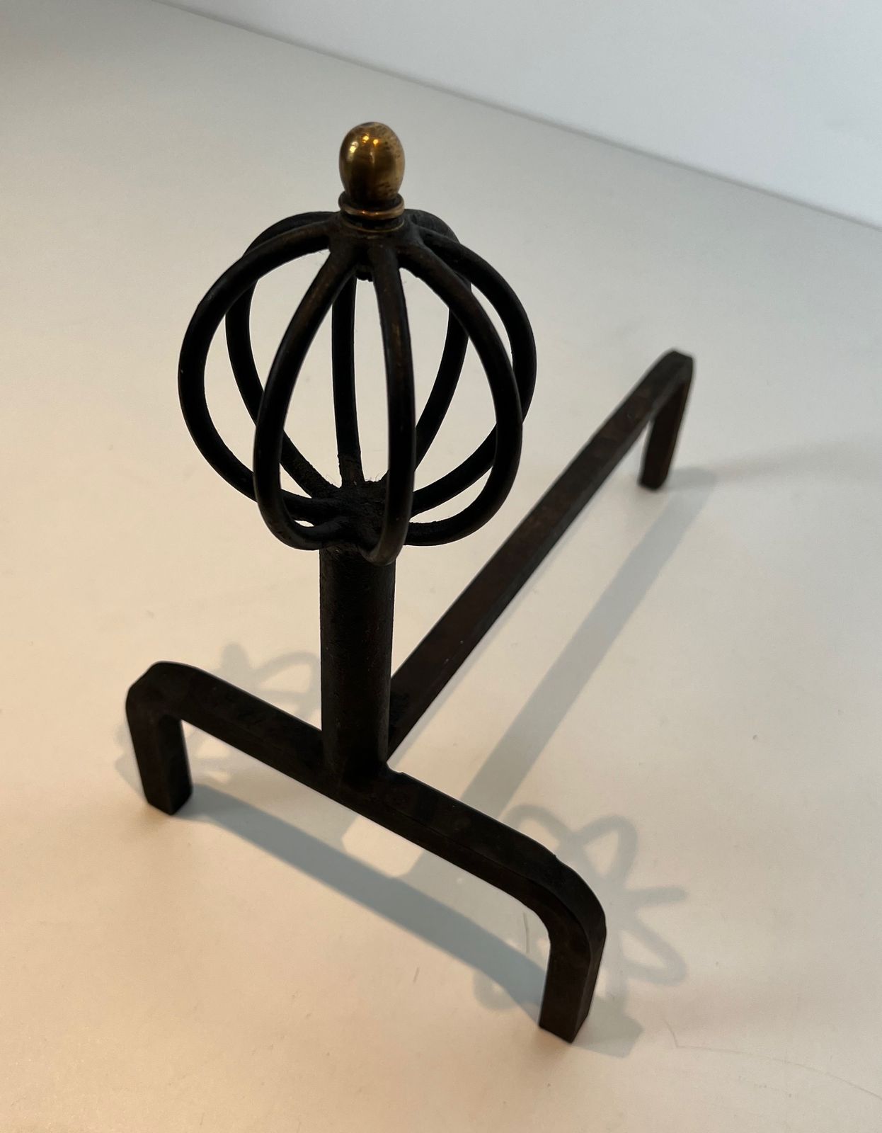 1150.0 Pair Of Wrought Iron Andirons In The Taste Of Jean Royère photo