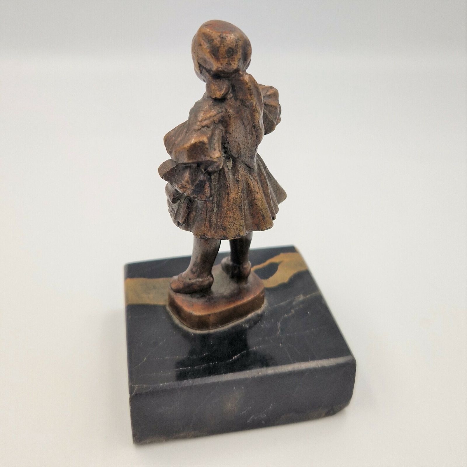 Girl Bronze Figure On Marble Base. 1880   1900 photo for sale