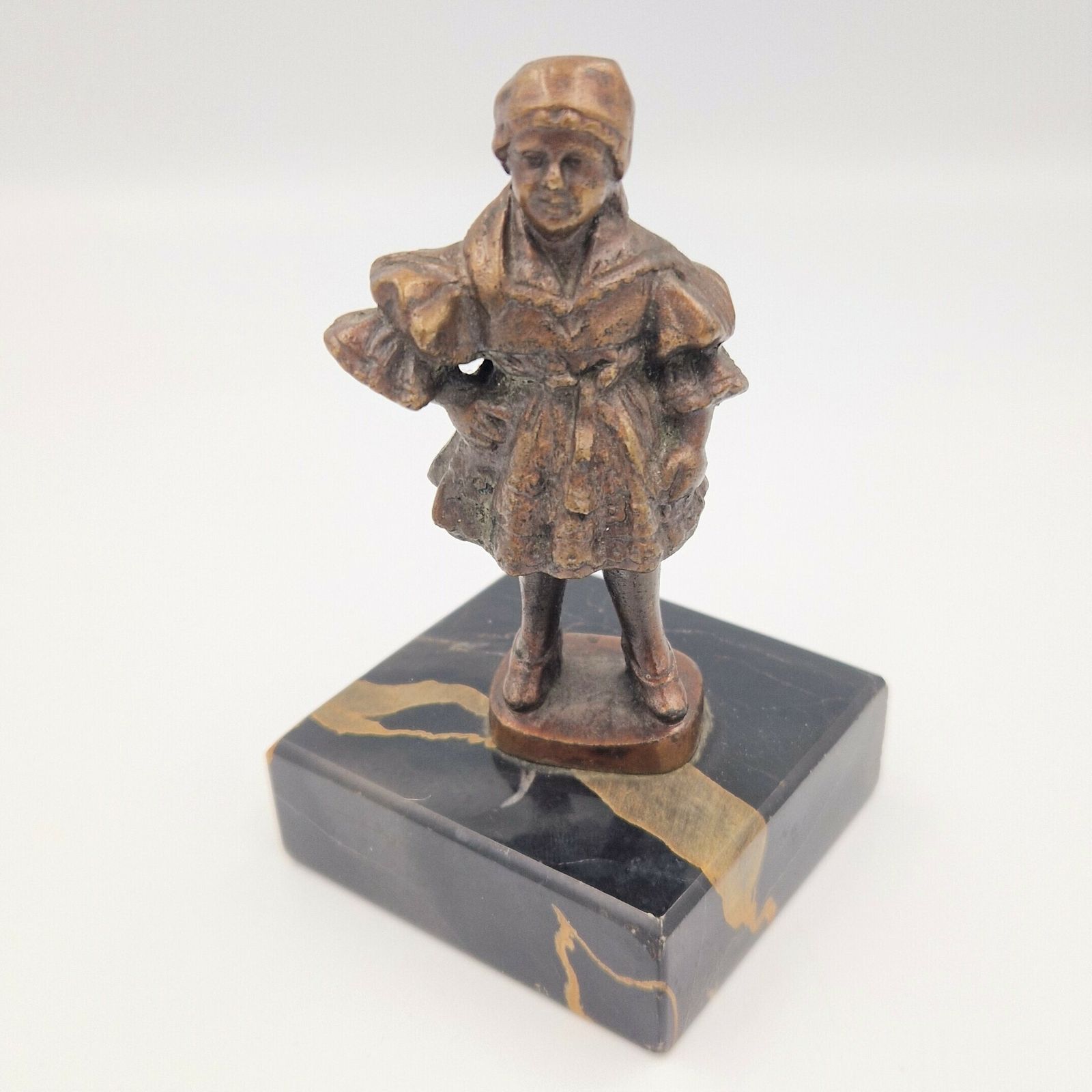 Girl Bronze Figure On Marble Base. 1880   1900