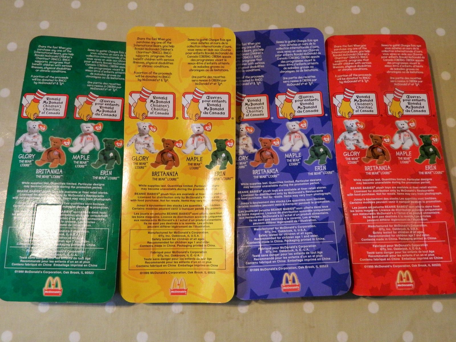 Ty International Mcdonalds Bears Set (1999) Teenie Beanies, Ty Beanie Babies, Gift For A Collector, Gift For A Girl, Mcdonald Toys, photo vinterior