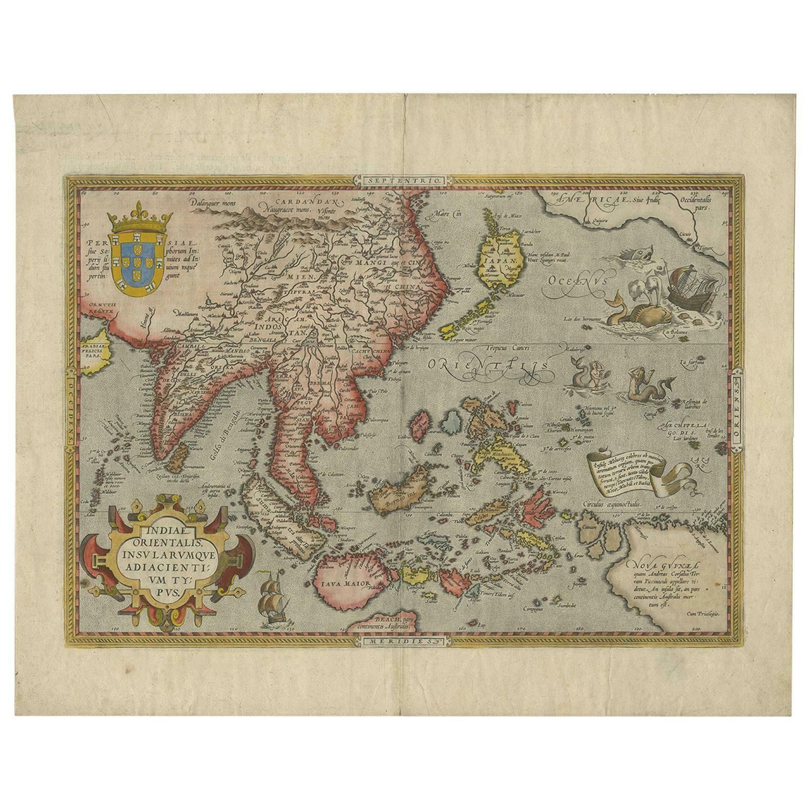 Antique Map Of Southeast Asia By Ortelius '1587'