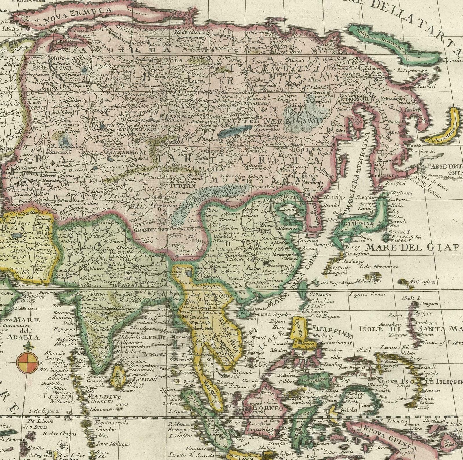 Antique Map Of Asia By Tirion 'C.1760' photo Art