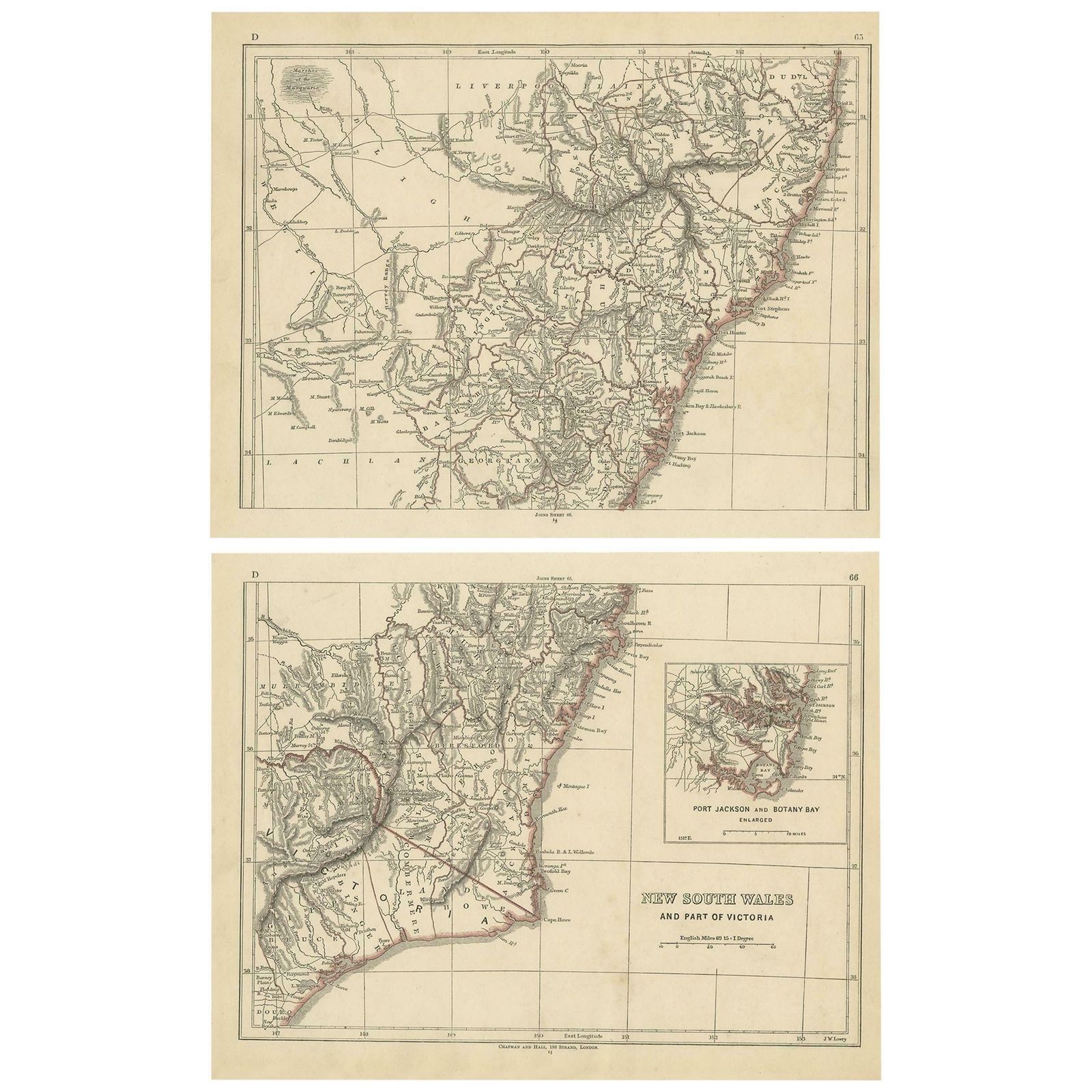 Antique Map Of New South Wales By Lowry, 1852
