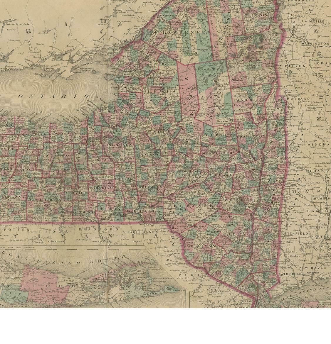 Antique Map Of New York By Johnson '1872' photo Art