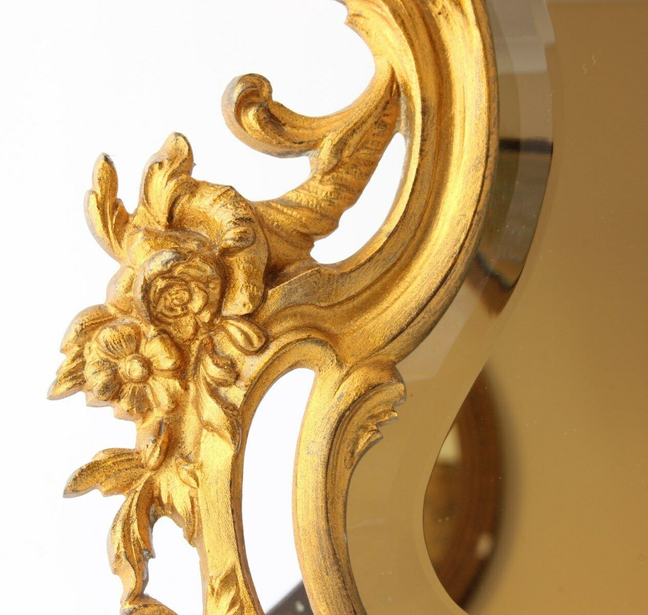 19th Century French Gold Gilt Bronze Rococo Style Cherub Easel Back Table Mirror. photo vintage