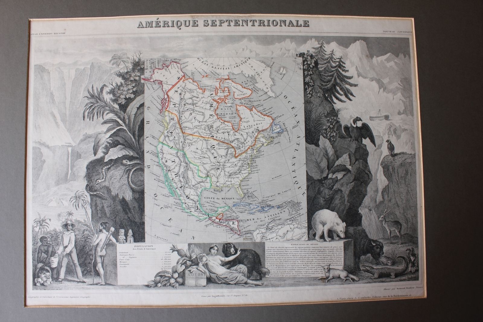 Antique North America Map Amerique Septentrionale Atlas Universel Illustre C1845. photo furniture