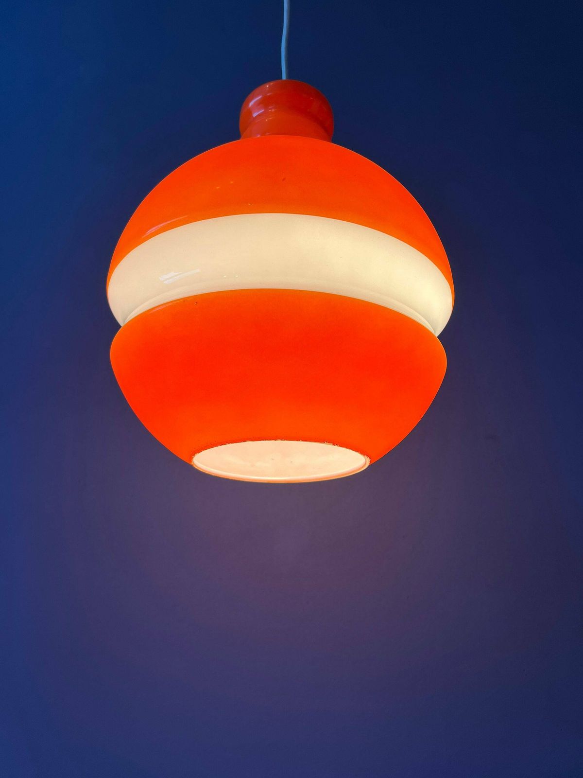 Orange And White Mid Century Peill & Putzler Glass Pendant Lamp photo 352.0